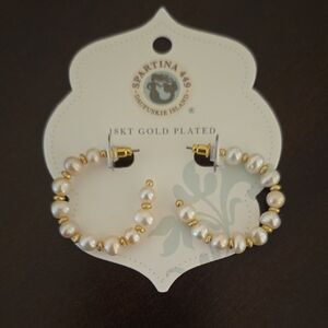 Spartina 449 Gold-Plated Pearl Earrings